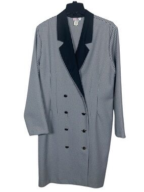 Vintage CB New York Black & White Houndstooth Double Breasted Blazer Dress Sz16